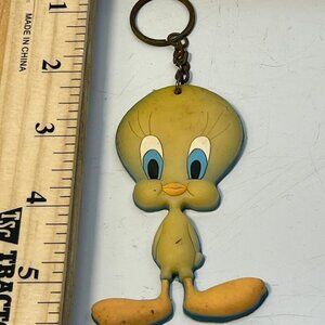 Vintage Tweety Bird Keychain Collectible Retro Enamel Figure, Looney Tunes
